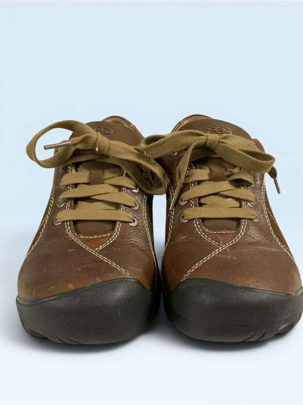 Keen Brown Leather Lace-Up Presidio Sneakers Women's Size 8